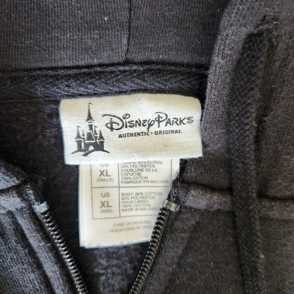 Disney Parks Zip Up Black Hoodie‎ Sparkle Epcot Mickey Magic Kingdom XL